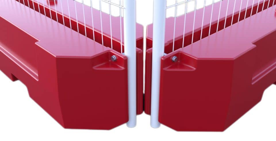 red fence block corner